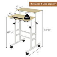 Costway - Mobile Standing Desk Rolling Adjustable Laptop Cart Home Office - Natural - Alternate Views