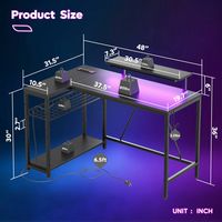 Bestier - L-Shaped Computer Desk with LED Lights and Monitor Stand - 48