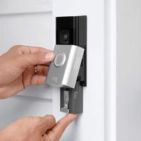 Ring - Essential Security Set with Battery Doorbell Plus and Indoor Cam - Satin Nickel and White - Alternate Views