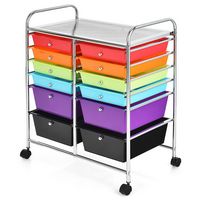Costway - 12 Drawers Rolling Cart Storage Scrapbook Paper Studio Organizer - Multicolor - Alternate Views