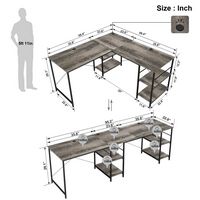 Bestier - 59inch L Shaped Desk with Shelves Home Office Gaming Computer Desk - Dark Grey - Alternate Views