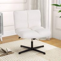 Costway - 360° Rotation Soft Faux Fabric Office Study Chair with Adjustable Support - White - Alternate Views