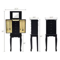 Costway - Jewelry Cabinet Storage Chest Standing Organizer Mirror - Black - Alternate Views