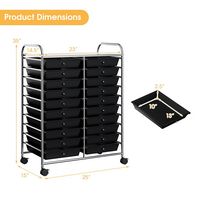 Costway - 20 Drawers Rolling Cart Storage Scrapbook Paper Studio Organizer - Black - Alternate Views