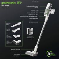 Greenworks - 24 Volt Stick Vacuum with 4ah Battery, Attachments, & Charger - White - Alternate Views