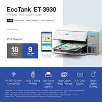 Epson - EcoTank ET-3930 Wireless All-in-One Color Supertank Inkjet Printer - White - Alternate Views