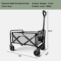 Bestier Folding Collapsible Wagon Utility Camping Cart W/Wheels & Adjustable Handle - Grey - Alternate Views