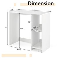 Costway - Small Writing Desk with Two Shelves - 31.5