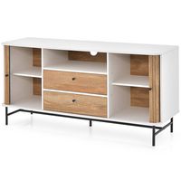 Costway Buffet Sideboard Versatile TV Stand with Sliding Tambour Doors & 2 Storage Drawers - Whit... - Alternate Views