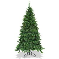 Costway - 5ft Pre-lit PVC Artificial Half Christmas Tree 250 LED Lights - Green - Alternate Views