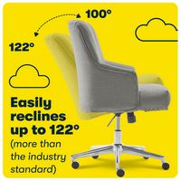 Serta - Leighton Modern Upholstered Home Office Chair with Memory Foam - Medium Gray - Woven Fabric - Alternate Views