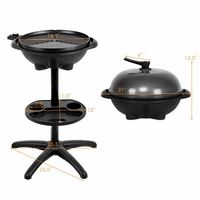 Costway - Outdoor Electric BBQ Grill 1350W Non-stick 4 Temperature Setting Black - Black - Alternate Views