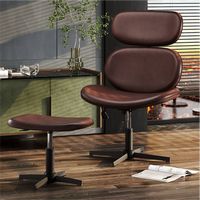 Bestier - Modern Armless Ergonomic Rocking Lounge Chair 360° Swivel Accent Chair with Ottoman PU ... - Alternate Views
