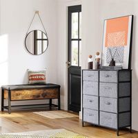 Bestier - Steel Frame Wood Top with 8 Drawer Fabric Storage Dresser for Bedroom Grey - Gray - Alternate Views