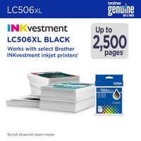 Brother - Genuine LC506XLBK High Yield Ink Cartridge - Black - Alternate Views