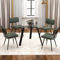 Costway Dining Chairs Set of 2 with PU Leather Cover Filled Sponge Waterfall Seats - Green - Alternate Views