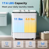 Costway - Portable Washing Machine 17.6 lb. Twin Tub Laundry Washer with Drain Pump Grey - White ... - Alternate Views