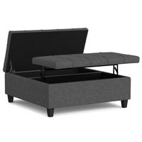 Simpli Home - Harrison Large Square Coffee Table Storage Ottoman - Slate Grey - Alternate Views