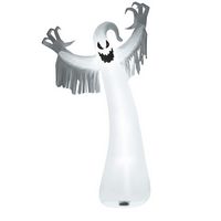 Costway - 12ft Inflatable Halloween Blow Up Ghost Decoration w/ Built-in LED Light - White/Black - Alternate Views