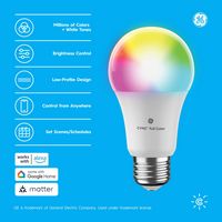 GE - Cync A19 Smart LED Bulb (2 Pack) Matter Compatible - Color Changing - Full Color - Alternate Views