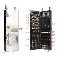 Costway - Mirrored Jewelry Cabinet Jewelry Organizer w/2 LED Lights - Brown - Alternate Views