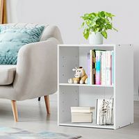 Costway - 2 Tier Open Shelf Night Stand End Table Sofa Side Storage Display Furni - White - Alternate Views