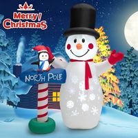 Costway - 6 FT Inflatable Snowman & Penguin Guidepost Christmas Decoration with Snowflake - Multi... - Alternate Views