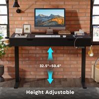 Bestier - Adjustable Standing Computer Desk with LED Light - Black - Alternate Views