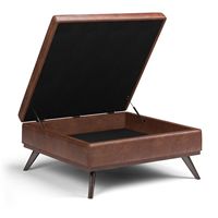 Simpli Home - Owen XL Square Coffee Table Storage Ottoman - Distressed Saddle Brown - Alternate Views