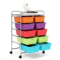 Costway - 10 Drawer Storage Cart Utility Rolling Trolley Kitchen Office Organizer - Multicolor - Alternate Views