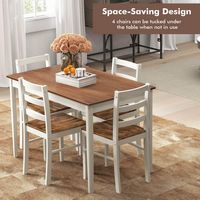 Costway 5-Piece Dining Set Solid Wood Kitchen Furniture with Rectangular Table & 4 Chairs - Coffe... - Alternate Views