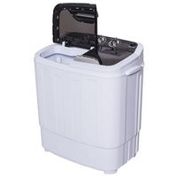 Costway - Compact Mini Twin Tub 8 lb. Washing Machine - White and Grey - Alternate Views