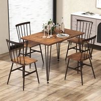 Costway 5 PCS Dining Table Set for 4 Rectangular Kitchen Table & 4 Chairs w/ Metal Frame - Walnut... - Alternate Views