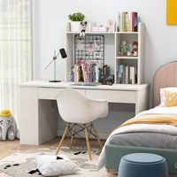 Costway - Desk Bookshelf Desktop Storage Organizer Display Shelf Rack Dorm Office - White - Alternate Views