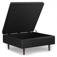 Simpli Home - Shay Mid Century Large Square Coffee Table Storage Ottoman - Distressed Black - Alternate Views