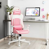 Costway - Racing Style Gaming Chair - Pink and White - Alternate Views