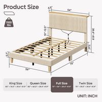 Bestier - Full Size Upholstered Platform Bed with LED Lighting and Adjustable Storage Headboard f... - Alternate Views