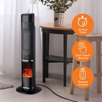 Lifesmart - 31-in. Tower Heater with Flame Feature - Black - Alternate Views