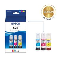 Epson - EcoTank 522 3-Pack Ink Bottles - Cyan/Magenta/Yellow - Alternate Views
