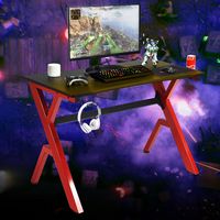 Costway - Gaming Desk Computer Desk w/Controller Headphone storage Mouse Pad & Cup Holder - Red +... - Alternate Views