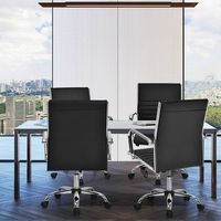 Costway - PU Leather High Back Conference Task Chair (Set of 2) - Black - Alternate Views