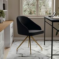 Martha Stewart - Sora Velvet Upholstered Office Chair - Black Velvet/Polished Nickel - Alternate Views