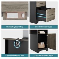 Bestier 59inch Executive Gaming Desk with File Drawer, Storage Drawers, and Cabinet - Gray - Alternate Views