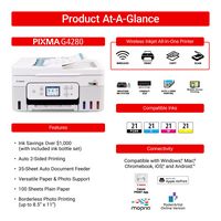 Canon - PIXMA MegaTank G4280 Wireless All-In-One SuperTank Inkjet Printer - White - Alternate Views