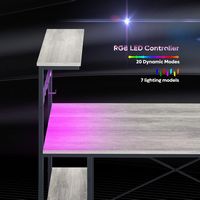 Bestier - Gaming Desk with LED Lights and Adjustable Shelves - 44