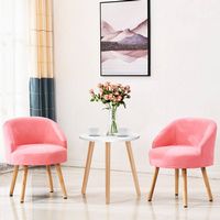 Costway Modern Round Coffee Tea Side Sofa Table Living Room Furniture Home Decor - White and Natural - Alternate Views
