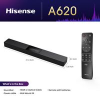 Hisense - 2.1 Channel 240W Soundbar with Built-in Subwoofer (A620) - Black - Alternate Views