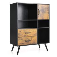 Costway Industrial Buffet Sideboard Storage Cabinet Organizer Cupboard with Cubbies Drawers - Rus... - Alternate Views
