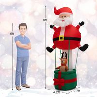 Costway - 8 FT Inflatable Santa Claus & Reindeer Giant Hot Air Balloon with LED Lights - Multicolor - Alternate Views