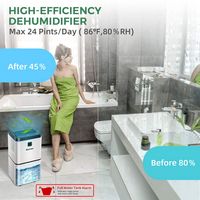 Costway 24 Pints 1500 Sq. Ft Dehumidifier For Medium To Large Room w/ Indicator - White - Alternate Views